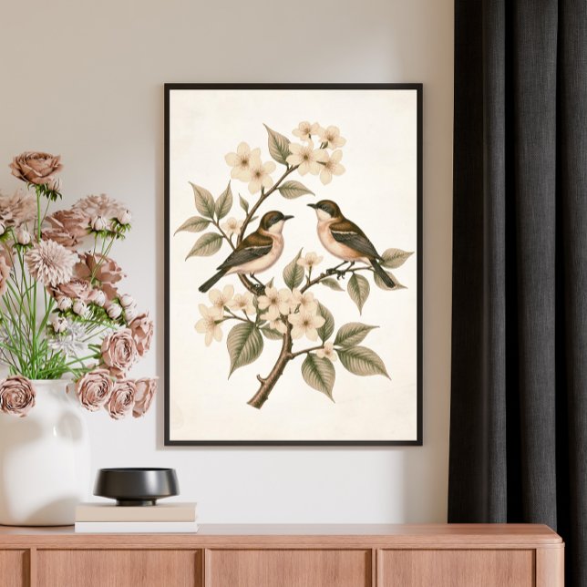 Vintage blomfåglar botanisk konst poster (Skapare uppladdad)