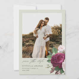 Vintage blomfoto bröllop spara datum inbjudningar