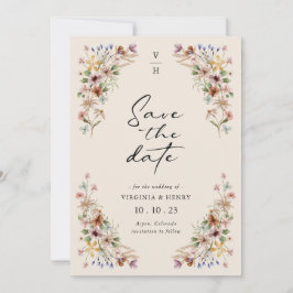 Vintage blomfoto spara datumet