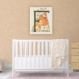 Vintage blomma fe alfabet plansch poster