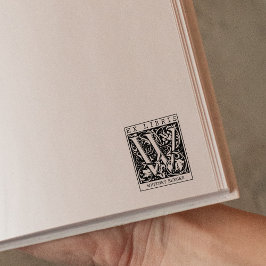 Vintage blomma Monogram Brev Bok Ex Libris Stämpel