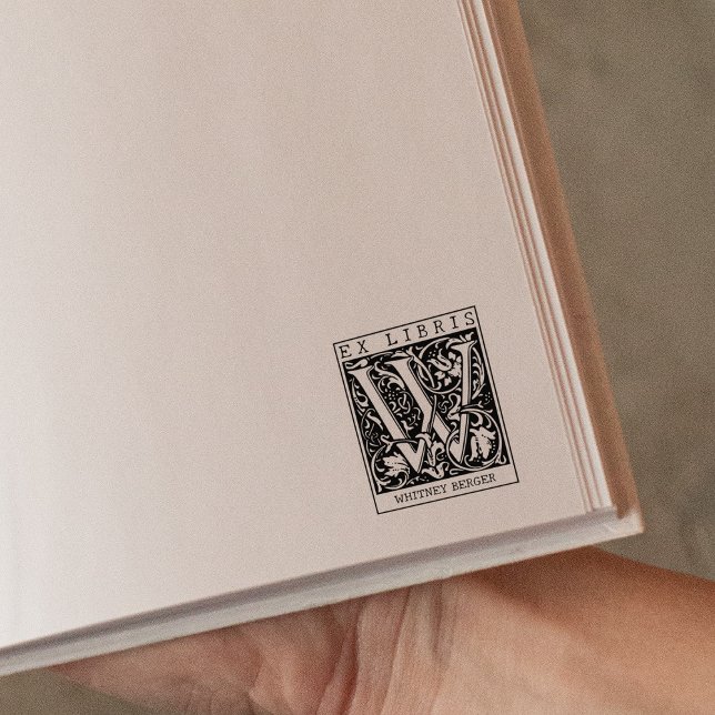 Vintage blomma Monogram Brev Bok Ex Libris Stämpel (Skapare uppladdad)