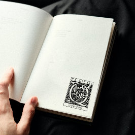 Vintage blomma Monogram Brev Bok Ex Libris Stämpel