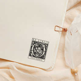 Vintage blomma Monogram Brev Bok Ex Libris Stämpel
