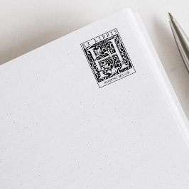 Vintage blomma Monogram Brev Bok Ex Libris Stämpel