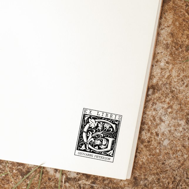 Vintage blomma Monogram Brev Bok Ex Libris Stämpel (Skapare uppladdad)