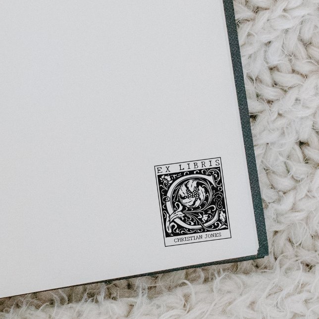 Vintage blomma Monogram Brev Bok Ex Libris Stämpel (Skapare uppladdad)