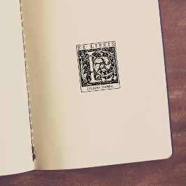 Vintage blomma Monogram Brev Bok Ex Libris Stämpel