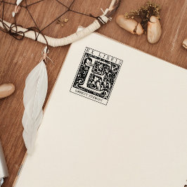 Vintage blomma Monogram Brev Bok Ex Libris Stämpel
