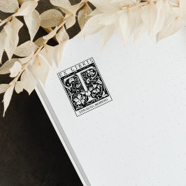 Vintage blomma Monogram Brev Bok Ex Libris Stämpel