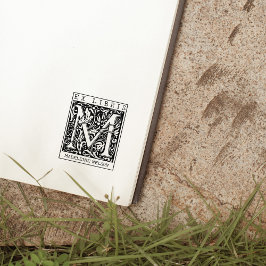 Vintage blomma Monogram Brev Bok Ex Libris Stämpel