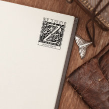 Vintage blomma Monogram Brev Bok Ex Libris