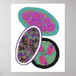 Vintage blomma mönster, elegant Art nouveau Small Poster