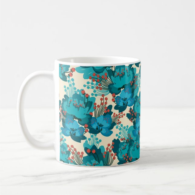 Vintage-blomman mönster kaffemugg (Vänster)