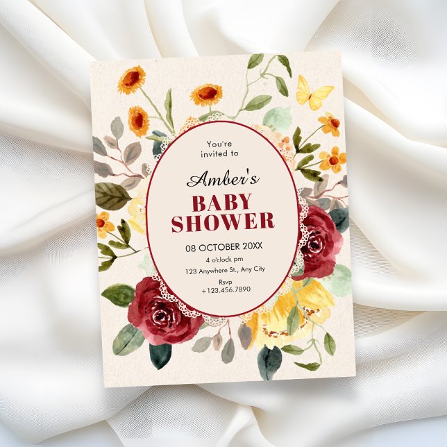 Vintage blommande baby shower inbjudningar (Skapare uppladdad)