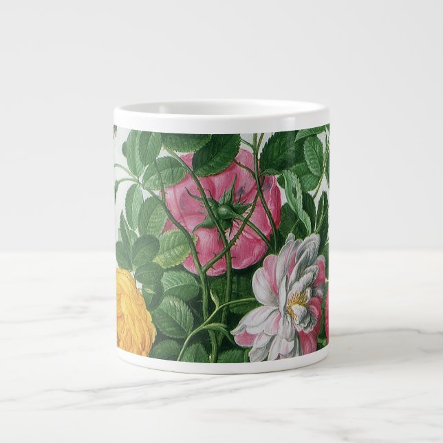 Vintage blommande blommor, vårträdgårdsrosor jumbo mugg (Framsidan)