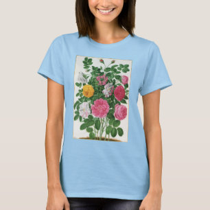 Vintage blommande blommor, vårträdgårdsrosor tee shirt