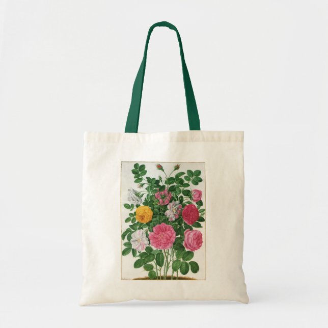 Vintage blommande blommor, vårträdgårdsrosor tygkasse (Framsidan)