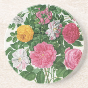 Vintage blommande blommor, vårträdgårdsrosor underlägg sandsten