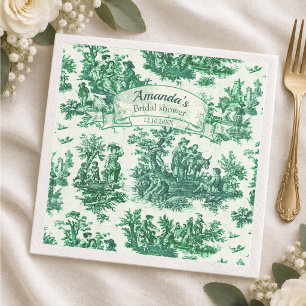Vintage blommande grön toile jouy Bröllopsdusch, Pappersservett