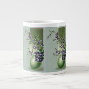 Vintage blommande lila blommor i ett påskägg jumbo mugg