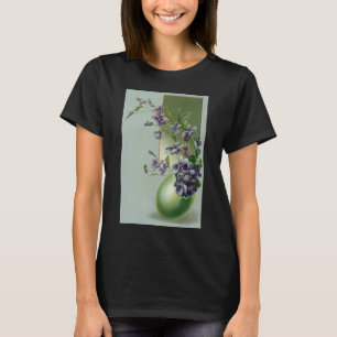 Vintage blommande lila blommor i ett påskägg t-shirt