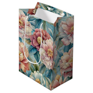 Vintage blommande persika och rosa Patel Blå