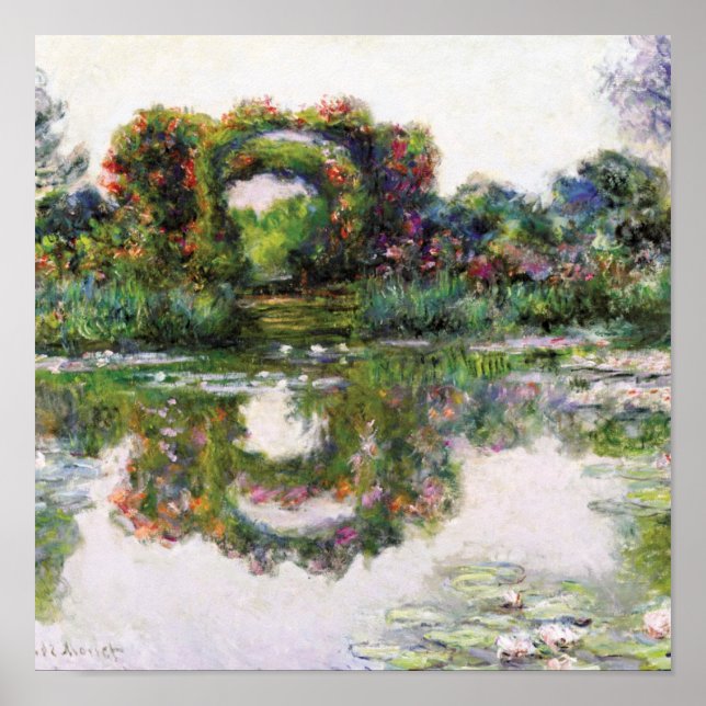 Vintage Blommar Arches Giverny Claude Monet Poster (Framsidan)