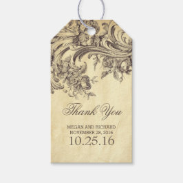 Vintage blommar Chicen Bröllop Tack Presentetikett