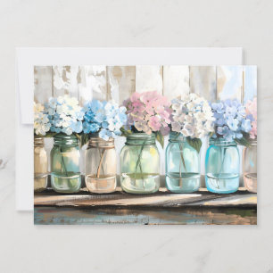 Vintage Blommar Hydrangea Mason Burk Julkort
