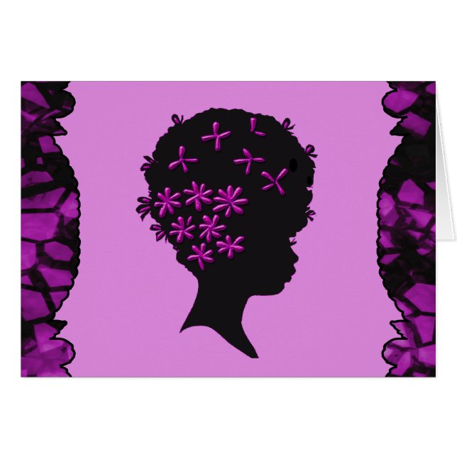 Vintage blommar i afro- hälsningskort (Framsidan Horizontal)