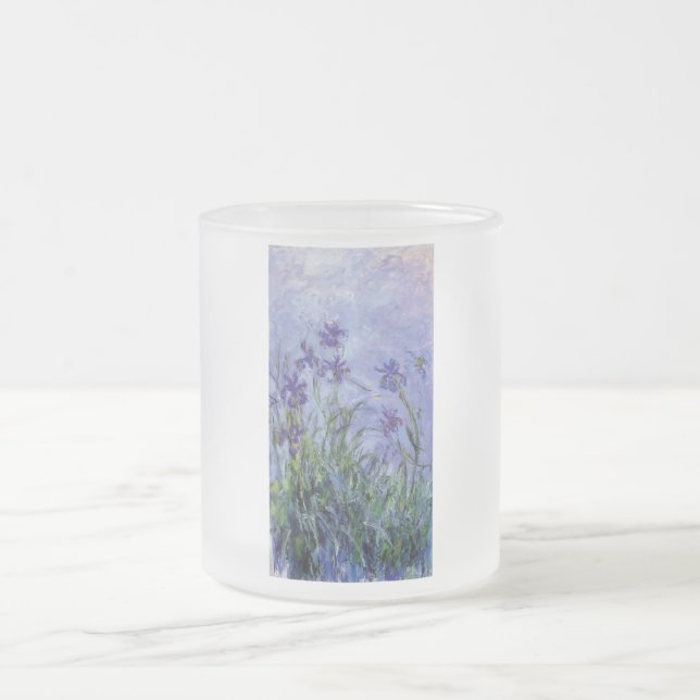 vintage blommar lilac-irises-1917 monet. frostad glasmugg (Center)
