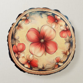 Vintage Blommar Medallion - Rund Blommigt Pillow Kudde