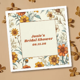 Vintage Blommig 70-talsinspirerad Tidlös Bröllopsf Pappersservett