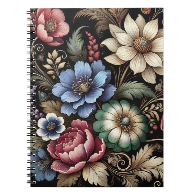 Vintage Blommig Anteckningsbok (Framsidan)