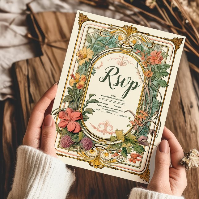 Vintage Blommig Art Nouveau Bröllop OSA Kort (Skapare uppladdad)