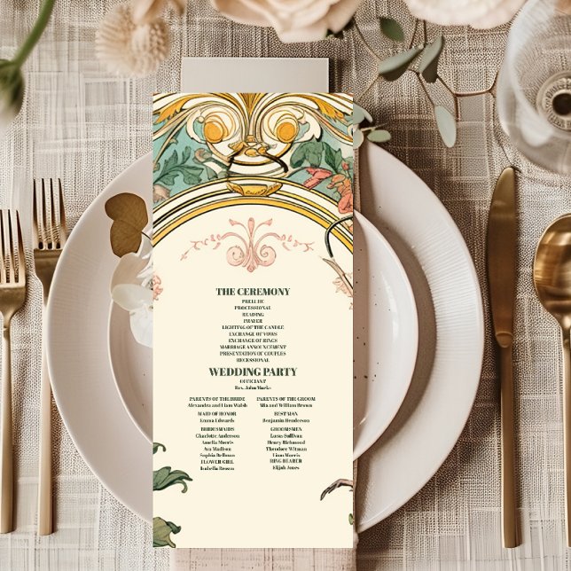 Vintage Blommig Art Nouveau Bröllop Program (Skapare uppladdad)