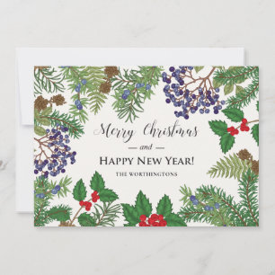 Vintage Blommig Bärgarland Julkort