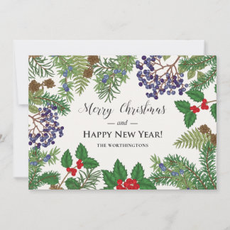 Vintage Blommig Bärgarland Julkort