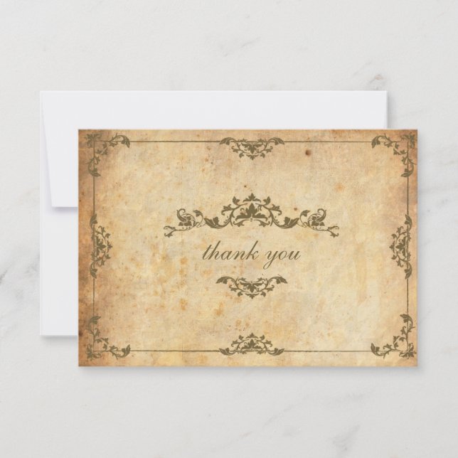 Vintage blommig bröllop tackkort tack kort (Framsida)