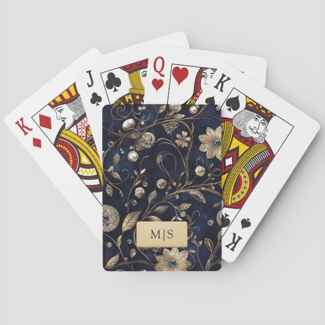 Vintage Blommig Casinokort (Baksidan)
