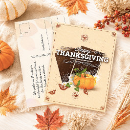 Vintage Blommig Glad Thanksgiving Pumpa Höst Vykort