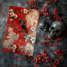 Vintage Blommig Gotisk Korp Dekoupage 