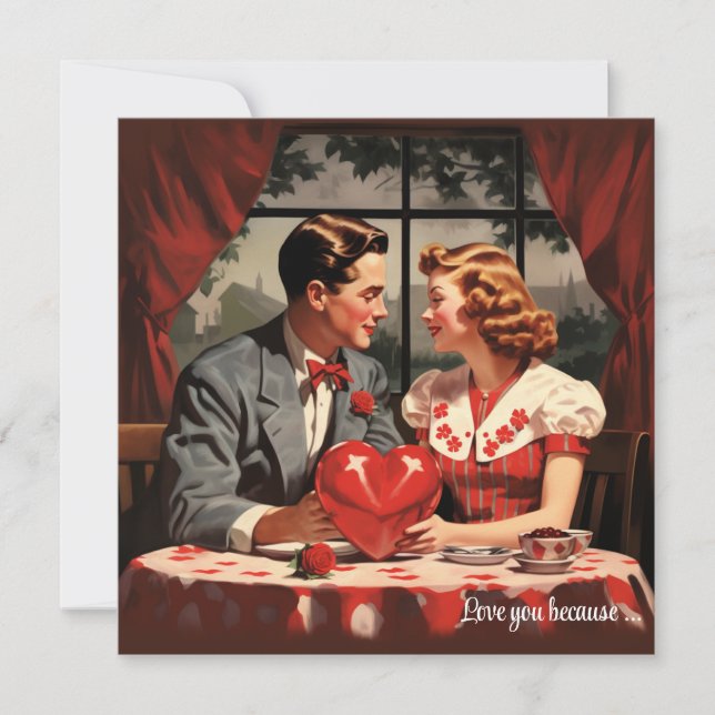 Vintage blommig hjärtvalentinskort julkort (Framsida)