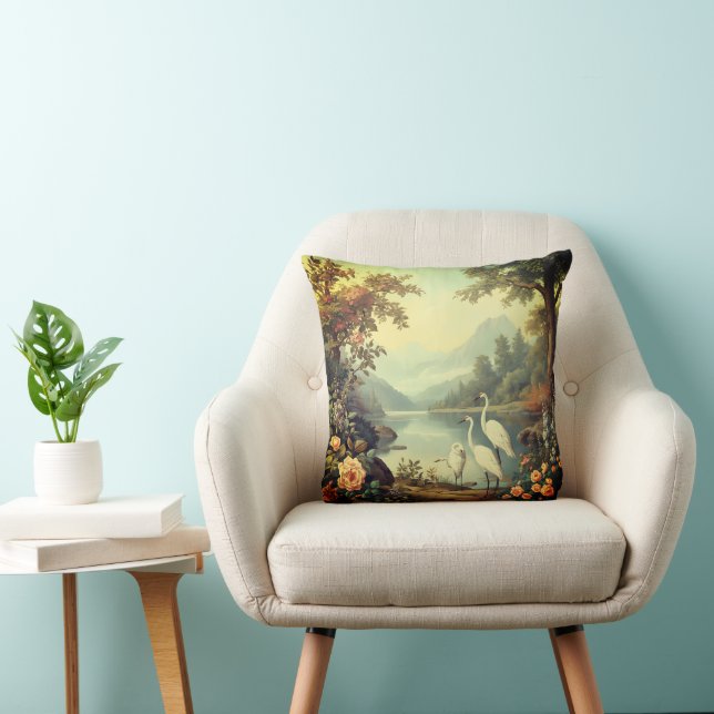 Vintage blommig kastkudde – Elegant retroblomma Kudde (Stol)