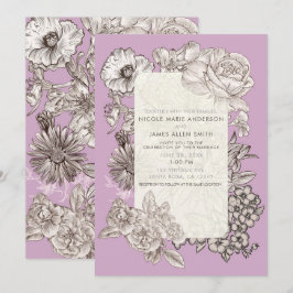 Vintage Blommig Lavendel Lila Modern Bröllop Inbjudningar
