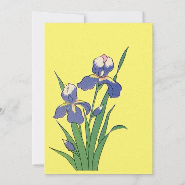 Vintage blommig, lila vårträdgård irisblommor (Framsida)