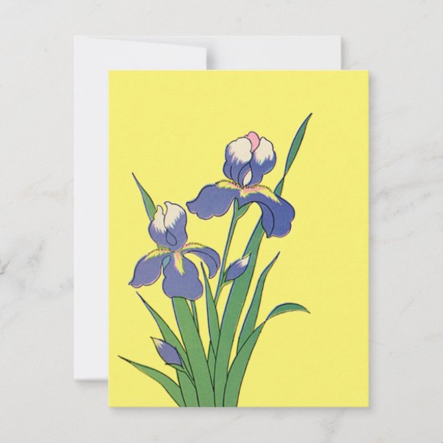 Vintage blommig, lila vårträdgård irisblommor (Framsida)