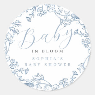 Vintage Blommig Pojkbaby I Knopp Babykalas Runt Klistermärke