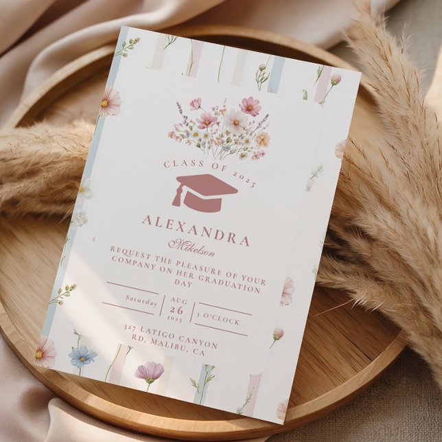 Vintage Blommig Ram Graduation Inbjudningar (Skapare uppladdad)